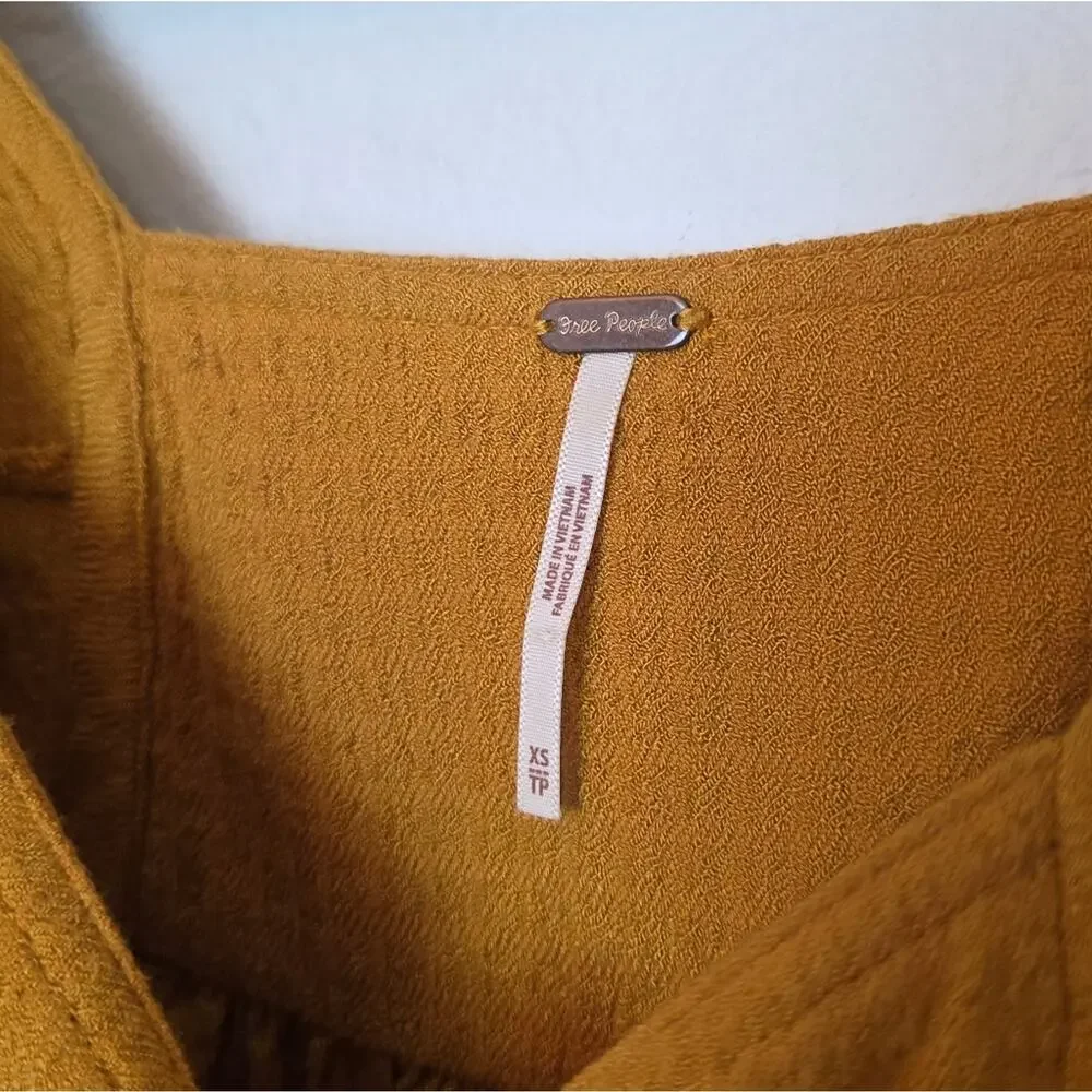 FREE PEOPLE Bonnie Ruffle Long Sleeve Peasant Top In Marigold Relaxed Fall Sz XS